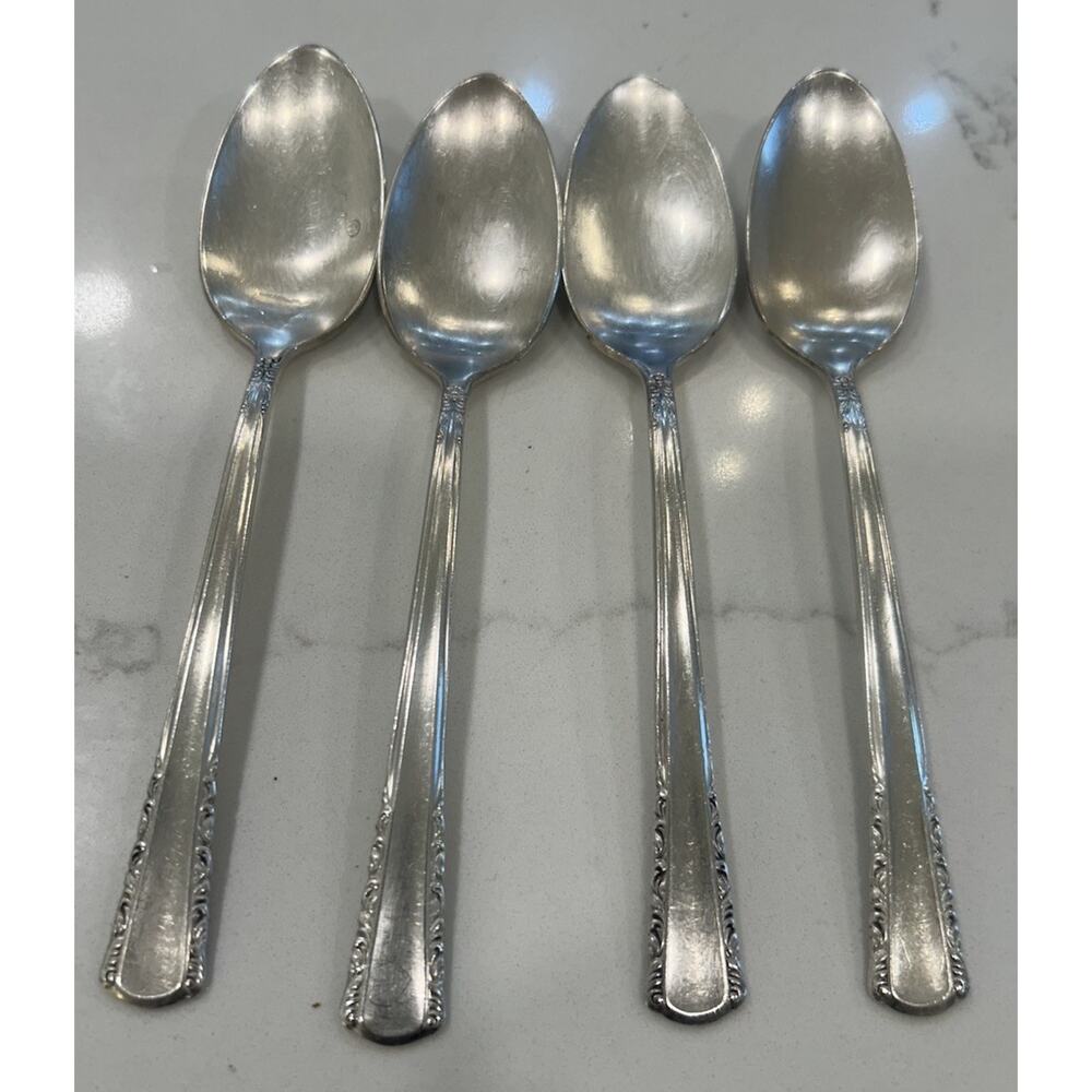 Vtg Set Of 4 Holmes & Edwards May Queen Spoons 6” Silverplate Inlaid IS